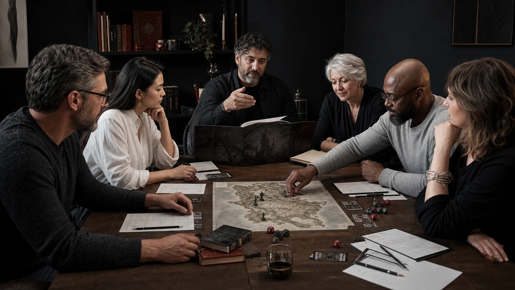 Illustrative Darstellung einer gemeinsamen Dungeons-&-Dragons-Runde